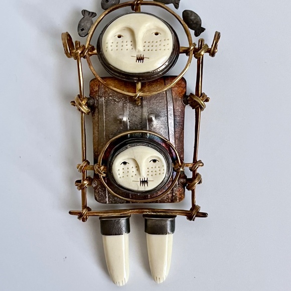 Carolyn Morris Bach Brooch Pendant Sterling Silver and 18K Gold - Picture 4 of 15